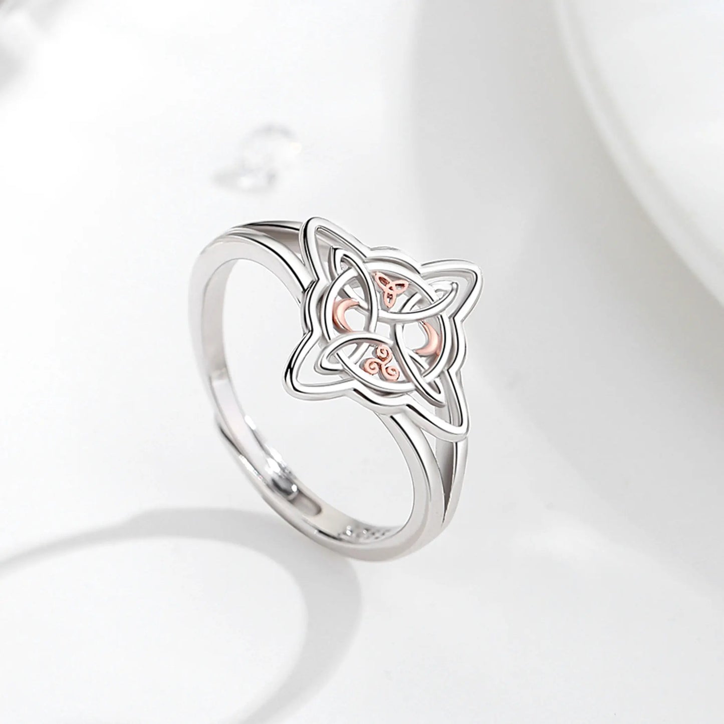 925 Sterling Silver Witch Knot Adjustable Ring