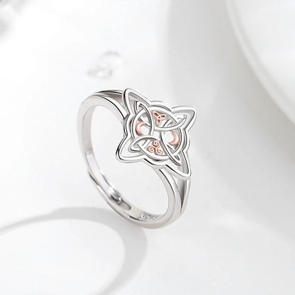 925 Sterling Silver Witch Knot Adjustable Ring