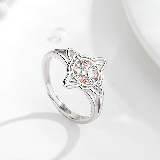 925 Sterling Silver Witch Knot Adjustable Ring