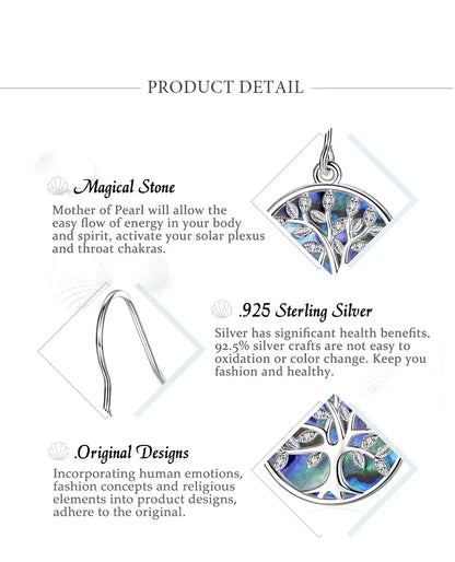 Real 925 Sterling Silver Tree of Life Earrings