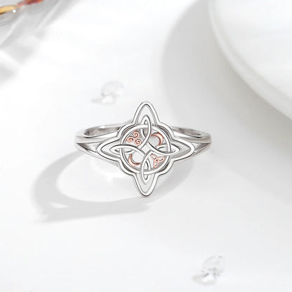 925 Sterling Silver Witch Knot Adjustable Ring