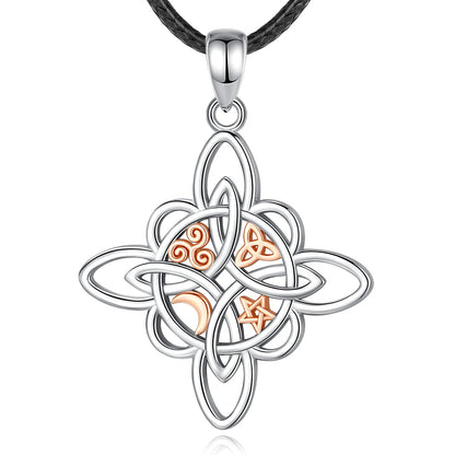 925 Sterling Silver Witch Knot Necklace