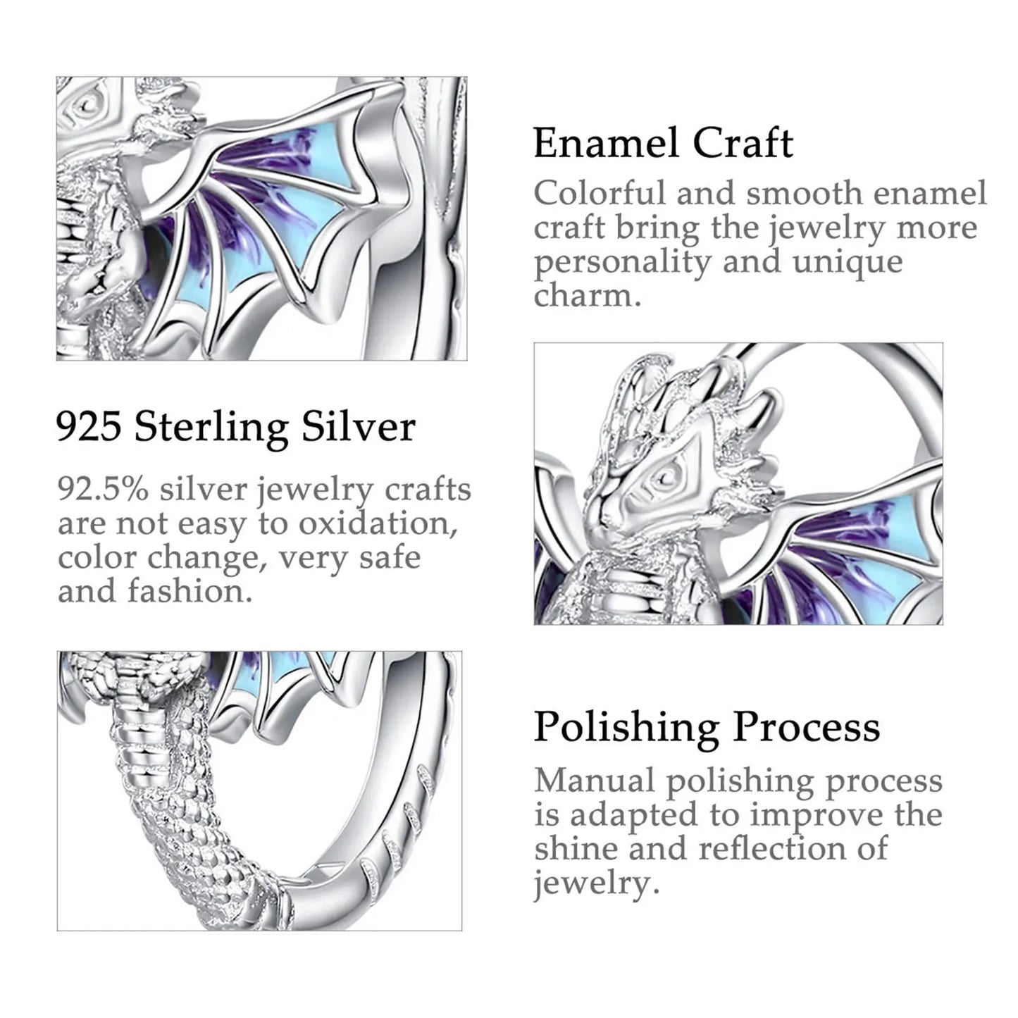 925 Sterling Silver Flying Dragon Hoop Earrings