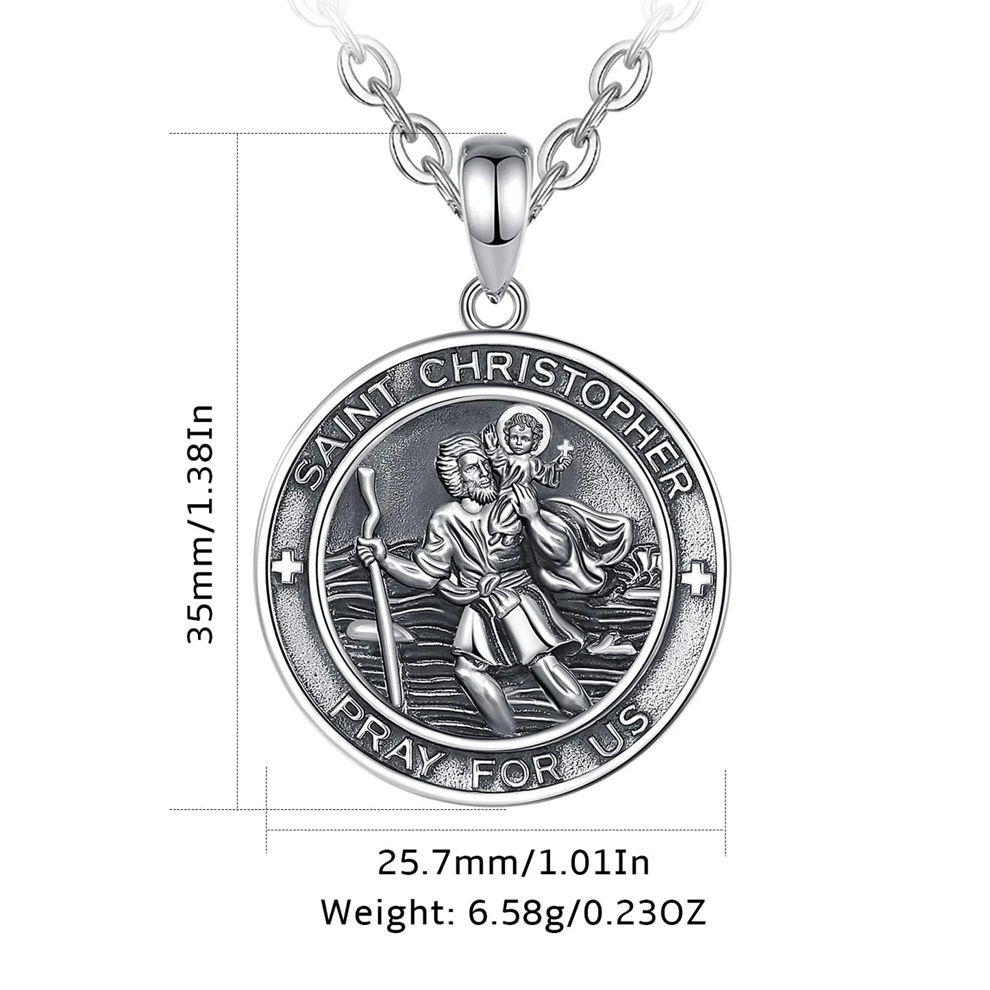 925 Sterling Silver St Christopher Necklace