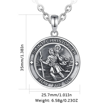 925 Sterling Silver St Christopher Necklace