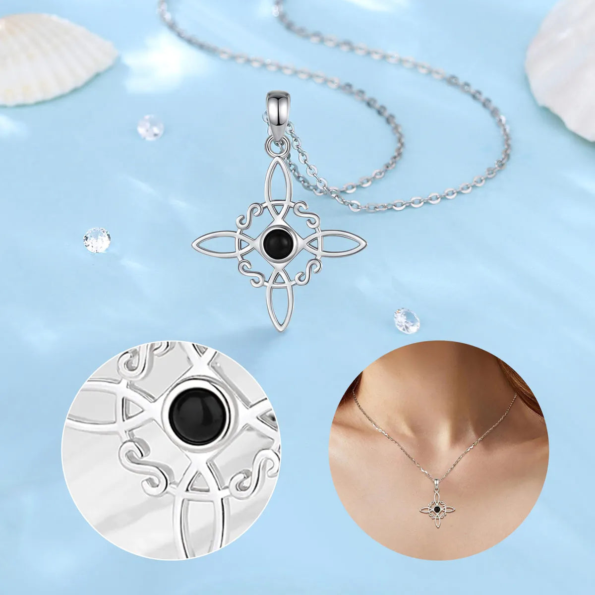 925 Sterling Silver Witchcraft Celtic Knot Necklace