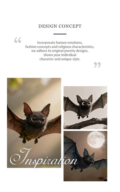 Real 925 Sterling Silver Cute Bat Stud Earrings