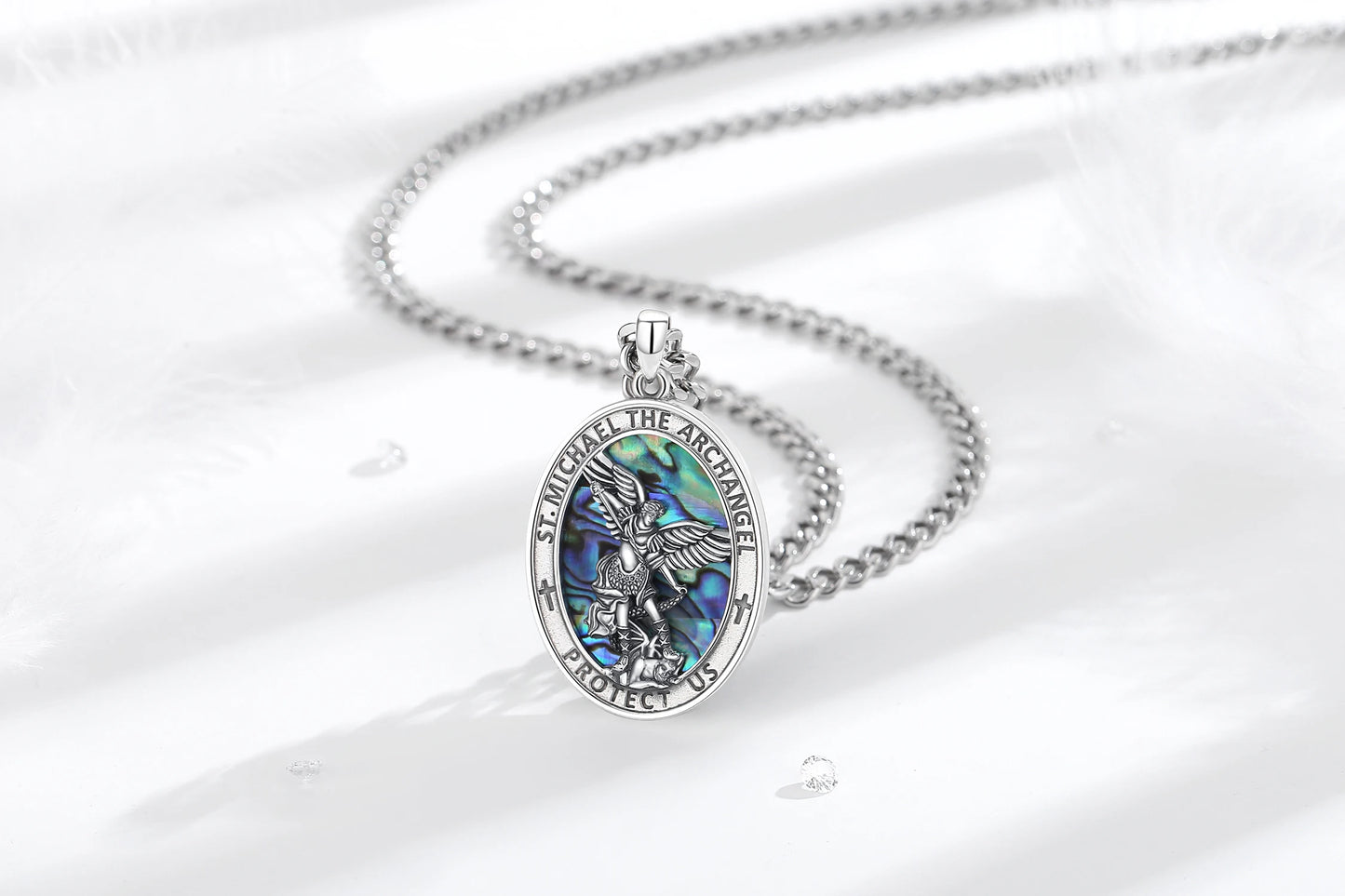 925 Sterling Silver St.Michael Archangel Necklace