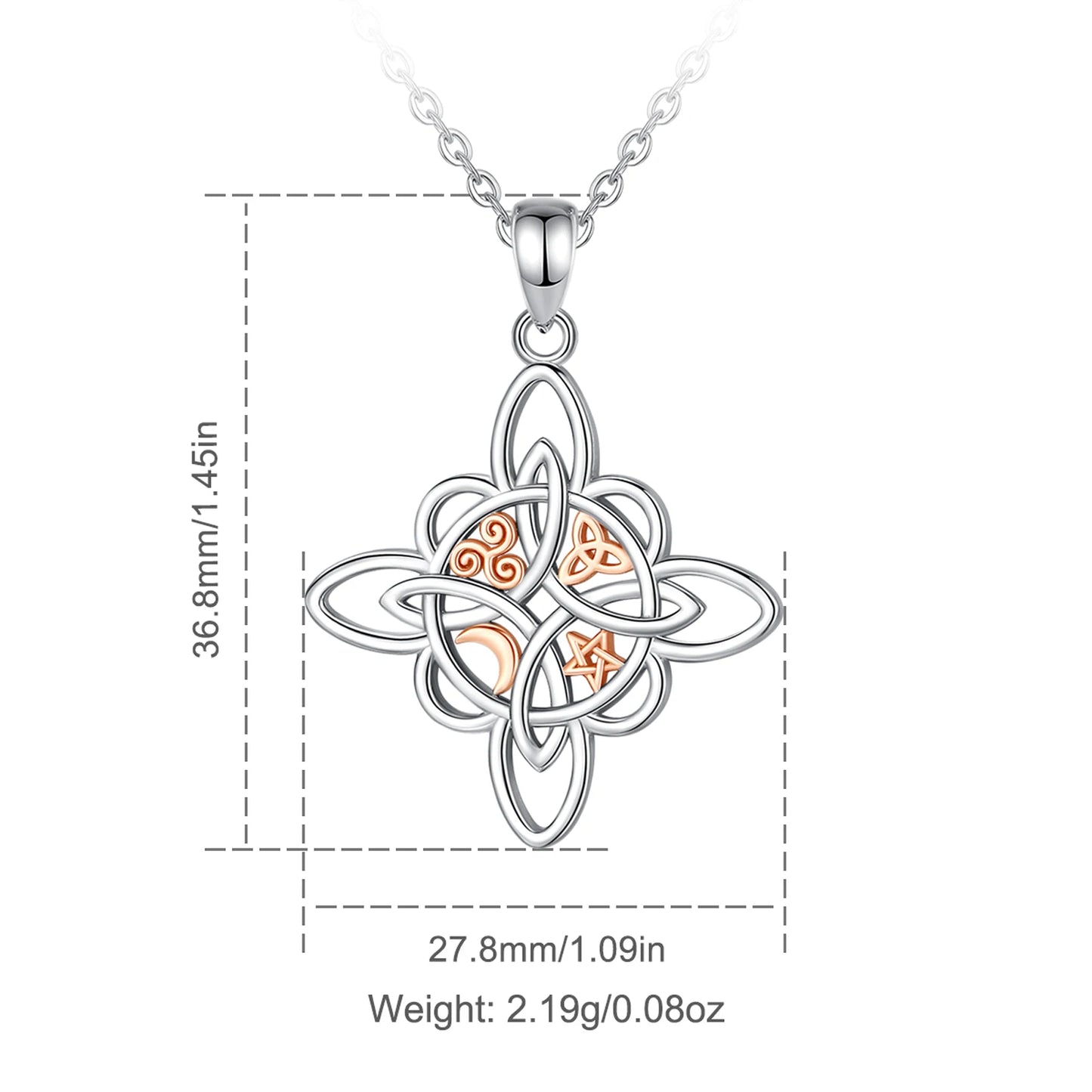 925 Sterling Silver Witch Knot Necklace