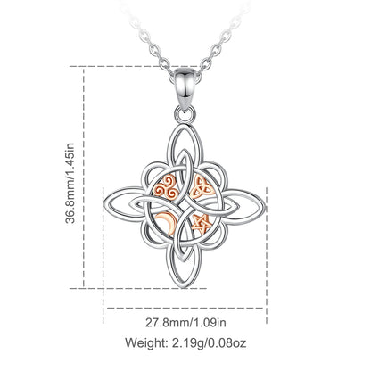 925 Sterling Silver Witch Knot Necklace