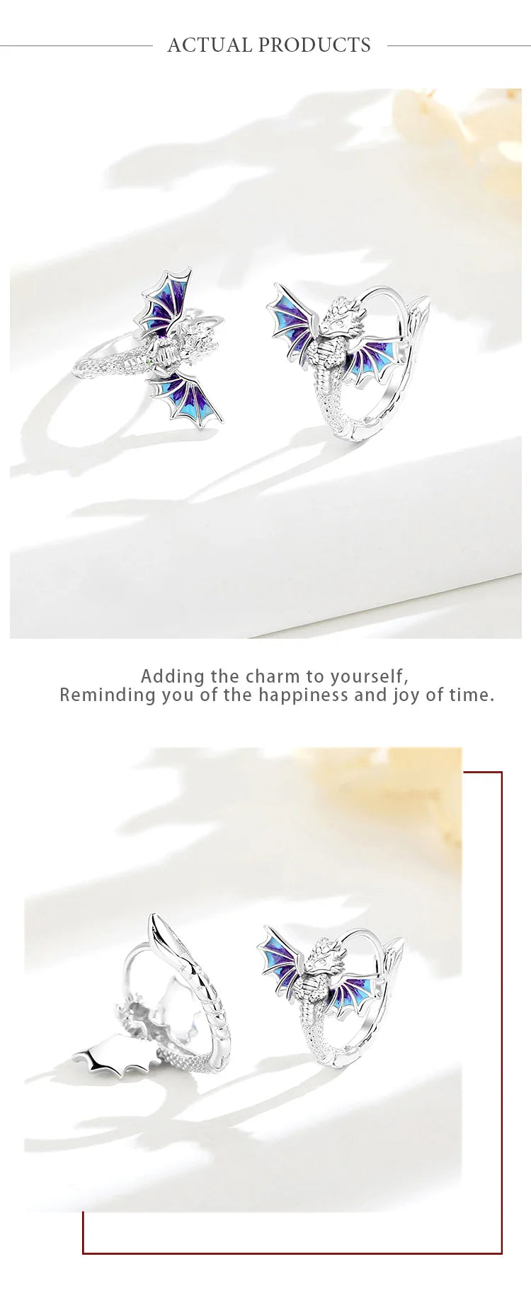 925 Sterling Silver Flying Dragon Hoop Earrings