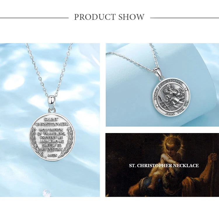 925 Sterling Silver St Christopher Necklace