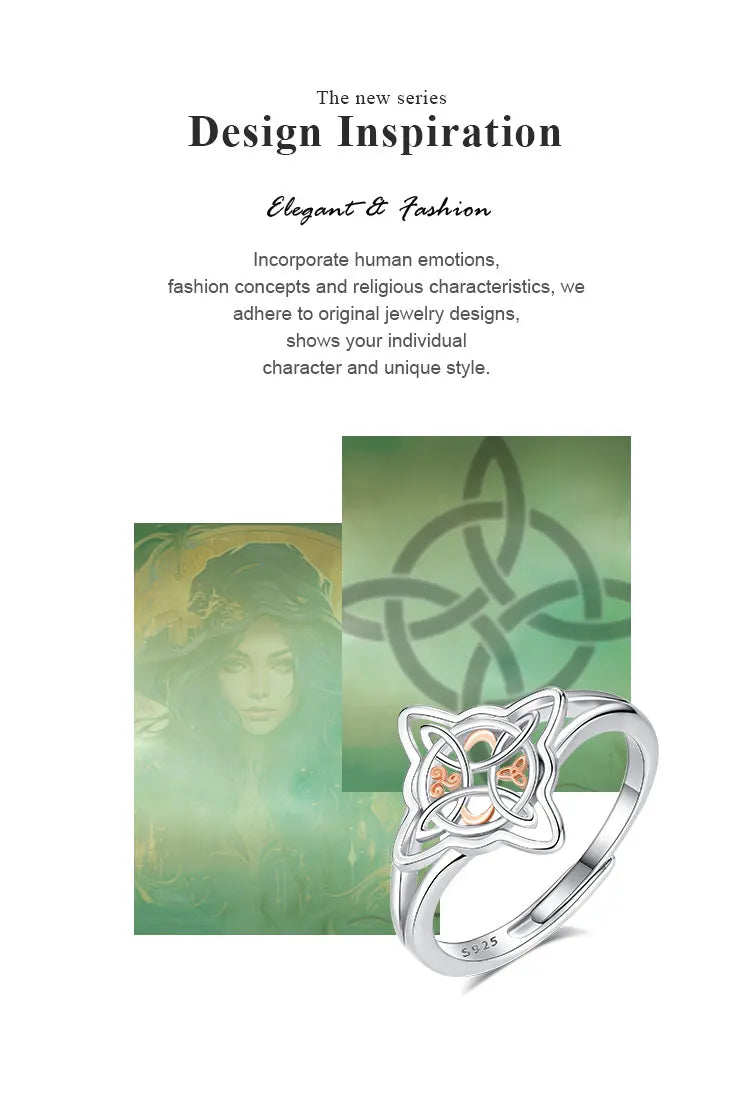 925 Sterling Silver Witch Knot Adjustable Ring