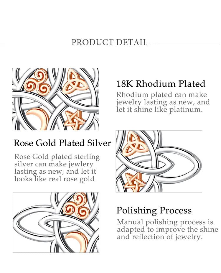 925 Sterling Silver Witch Knot Necklace