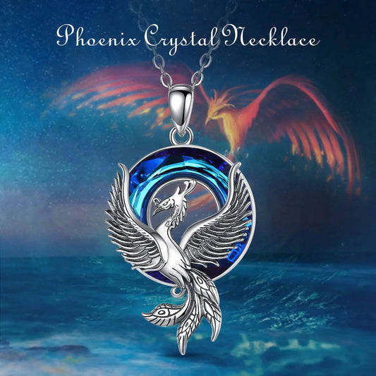 925 Sterling Silver Phoenix Neckalce Luxury Austrian Crystal