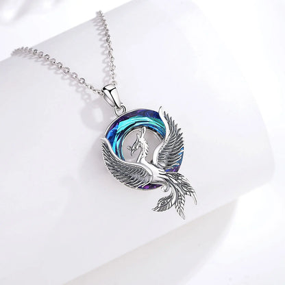 925 Sterling Silver Phoenix Neckalce Luxury Austrian Crystal
