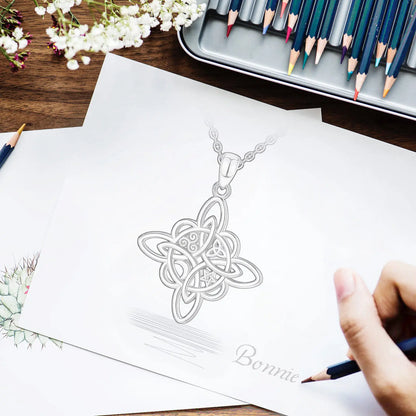 925 Sterling Silver Witch Knot Necklace