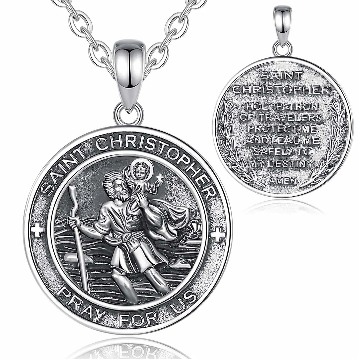 925 Sterling Silver St Christopher Necklace