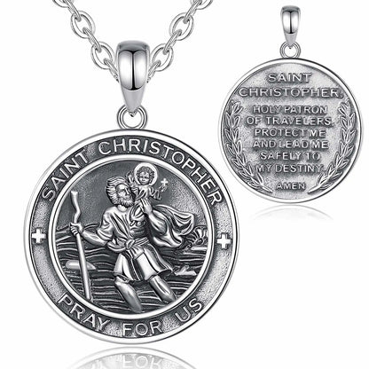 925 Sterling Silver St Christopher Necklace